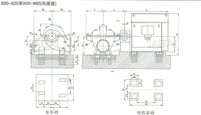 SOW中开泵（500-520 ~ 500-860）安装尺寸